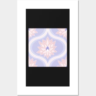 candy and periwinkle lotus flower ogee pattern Posters and Art